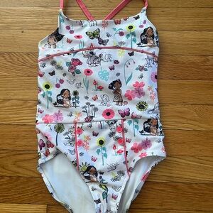Girls' Floral and Character Print Swimsuit
